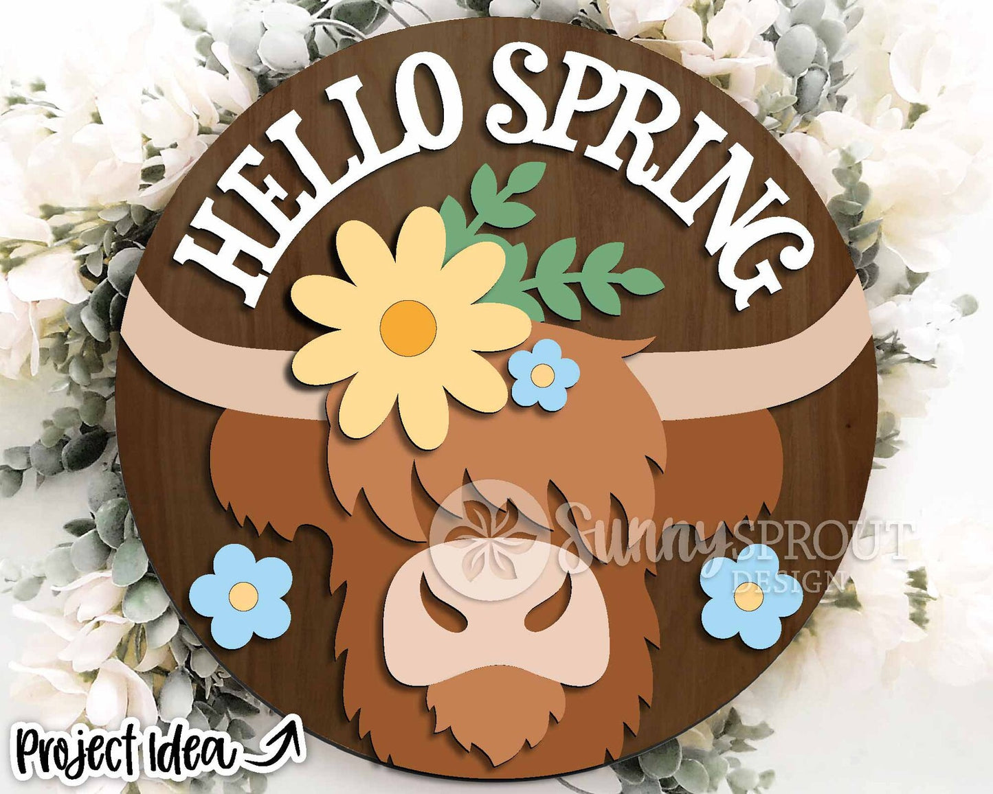 Welcome Spring Highland Cow Sign Kit
