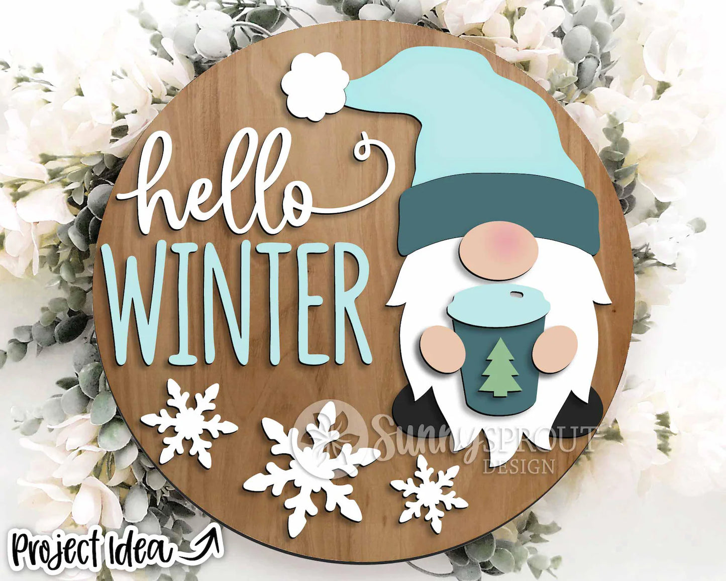 Hello Winter Gnome 18" door sign