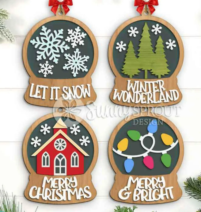 Snow Globe Ornament set