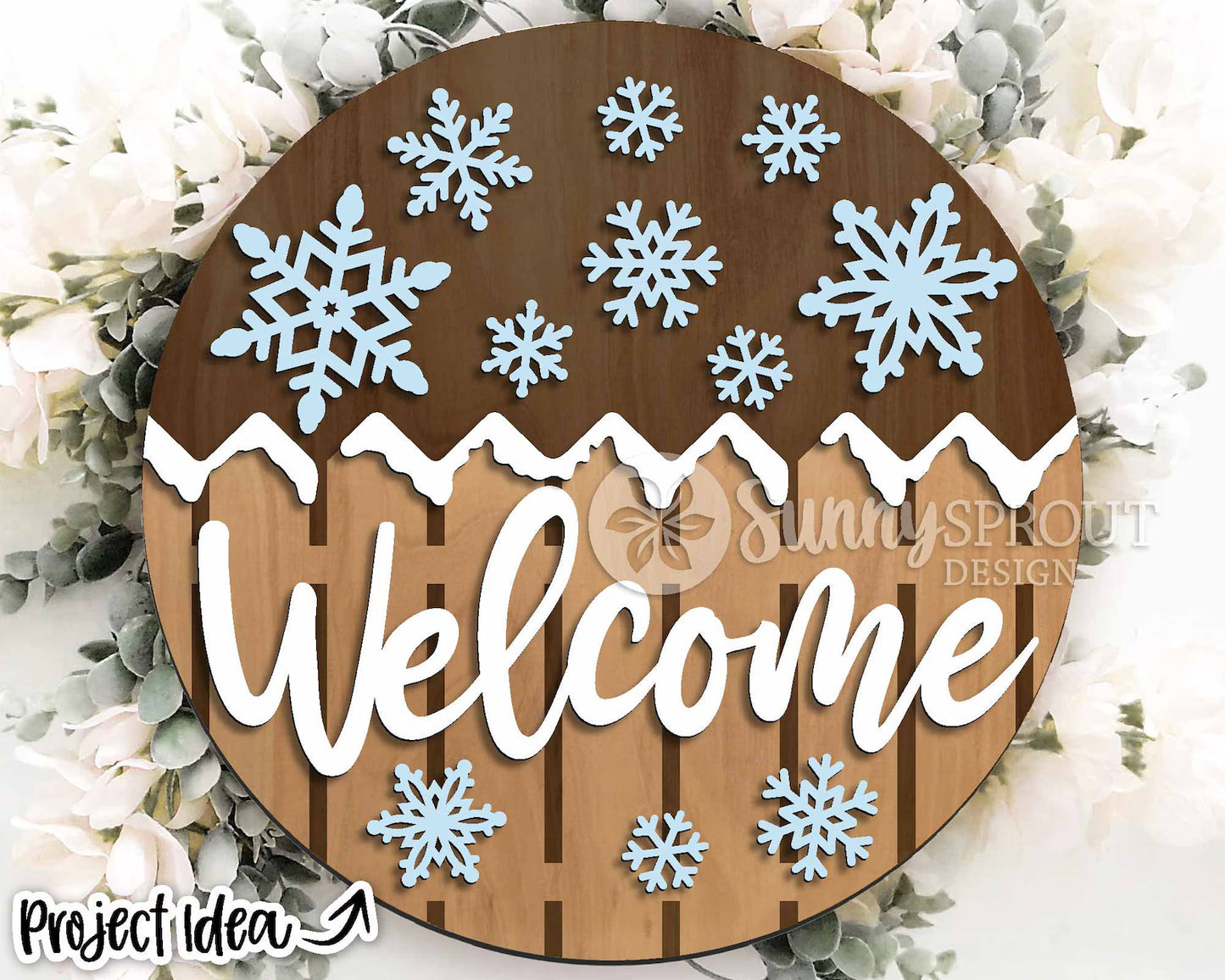Welcome Snowflakes 18" door sign
