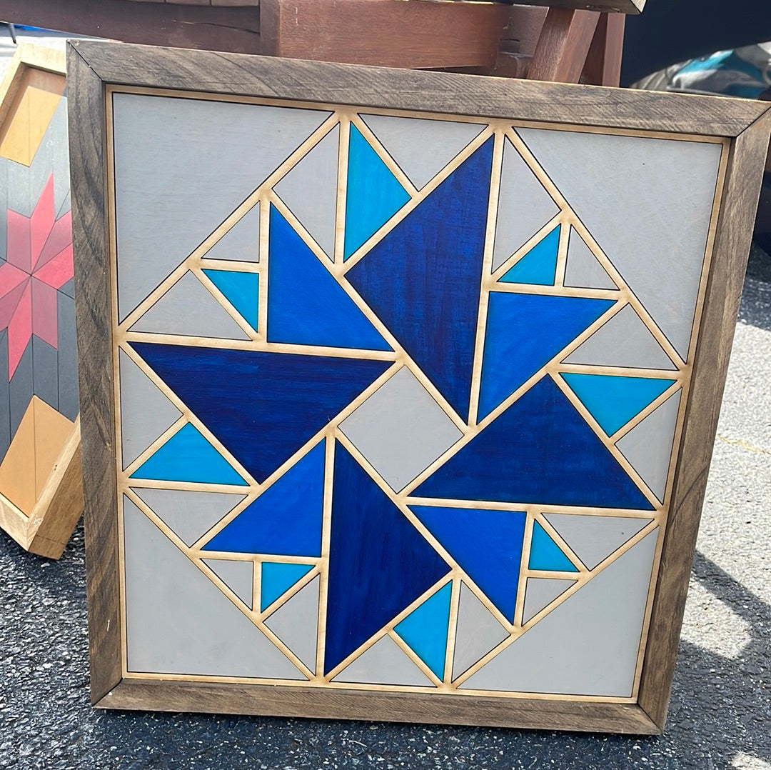 Barn Quilt- Double Aster 15”x15”