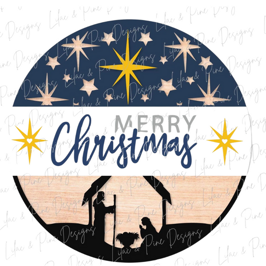 Merry Christmas Nativity 18" door sign