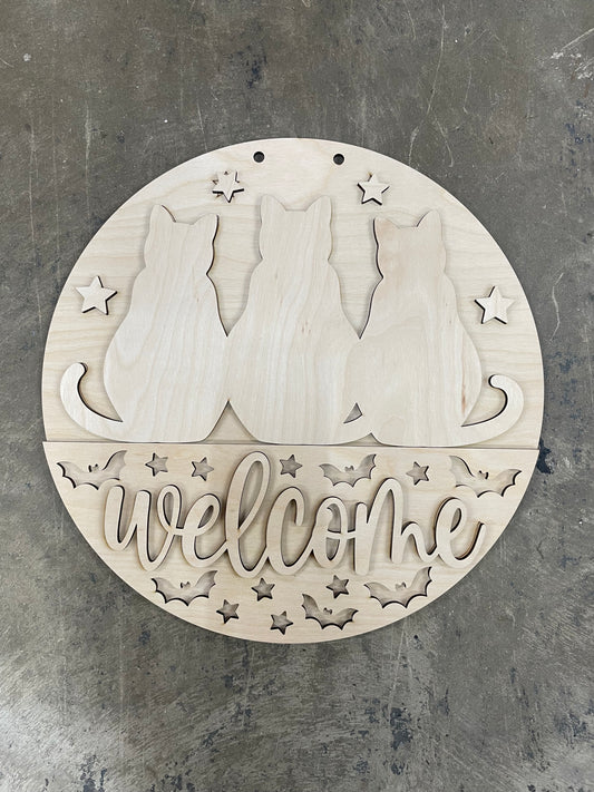 Welcome Halloween Cats Sign Kit