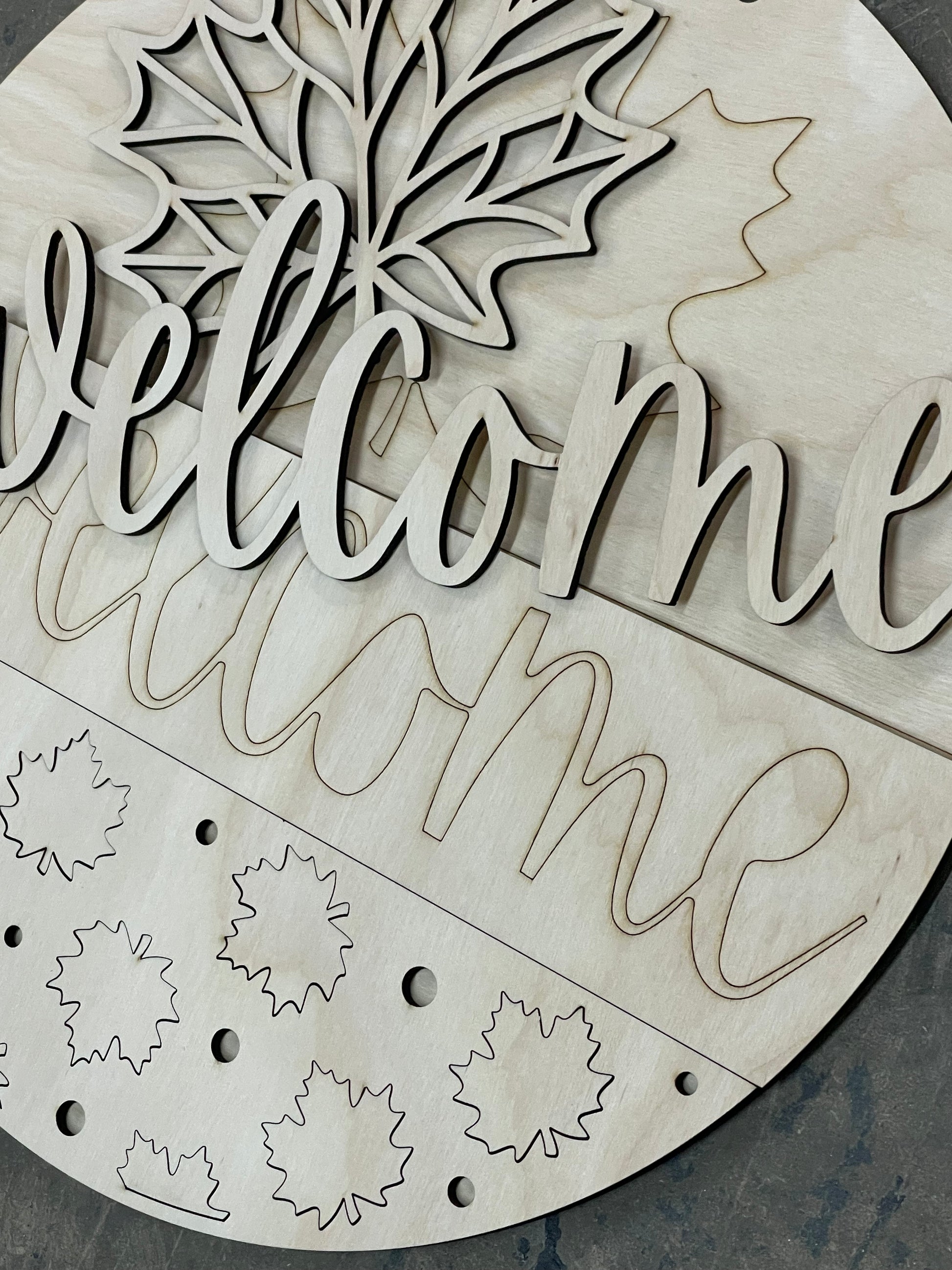 Close up of wooden sign kit