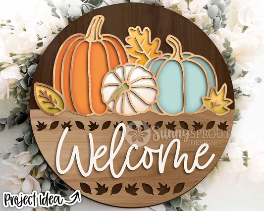 Welcome Pumpkins 18" door sign