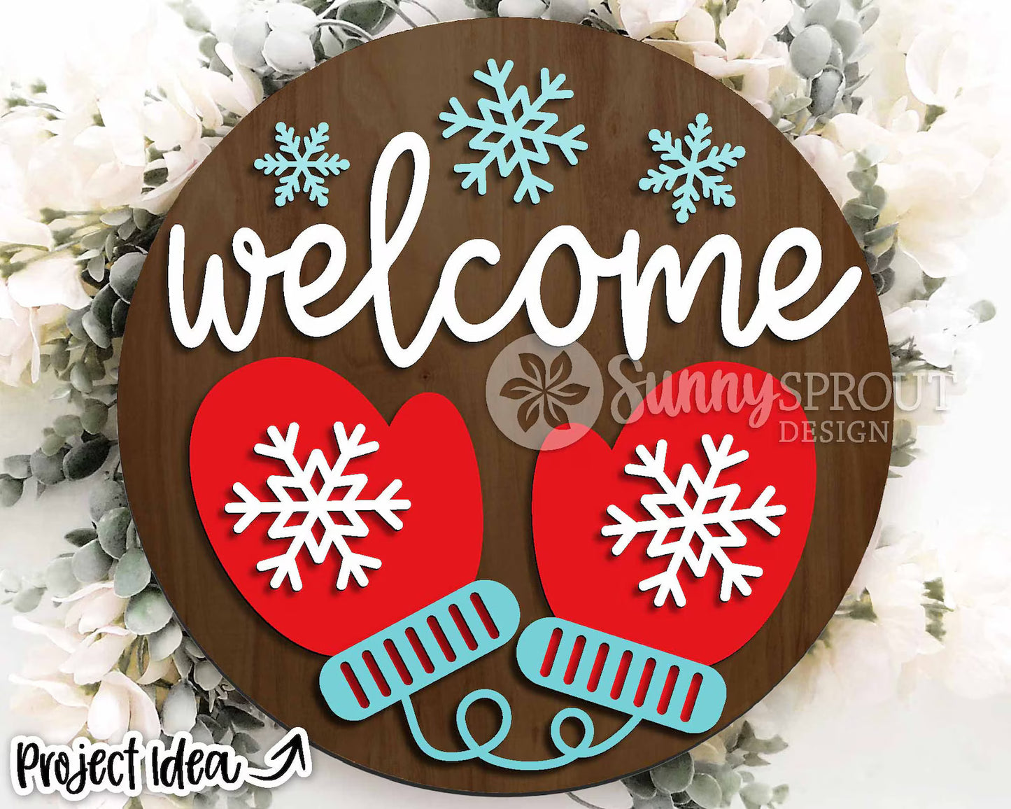 Welcome Mittens 18" door sign