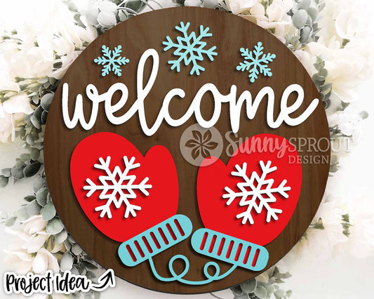 Welcome Mittens 18" door sign