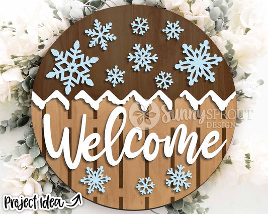 Welcome Snowflakes 18" door sign
