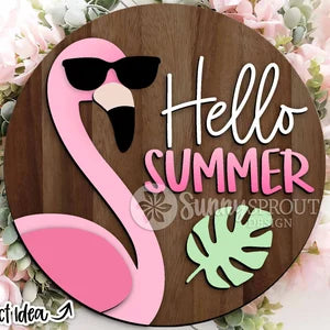 Hello Summer Flamingo Sign Kit
