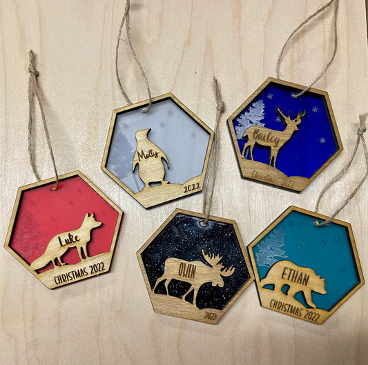 Hexagon Animal Ornament